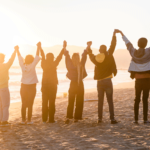 community on beach